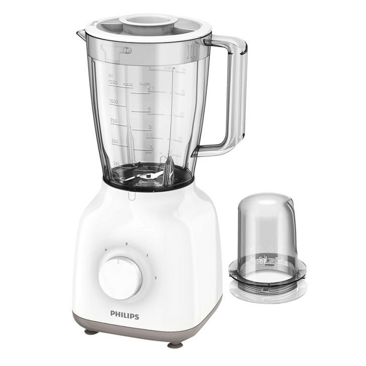 Máy xay sinh tố Philips HR2108 gồm 2 cối xay lớn nhỏ Máy xay sinh tố Philips HR2108