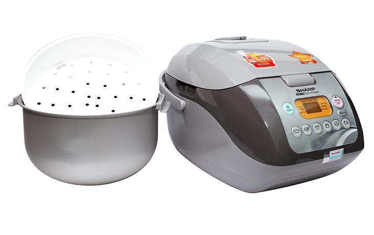 Nồi Sharp KS-COM19V-G nhiều chức năng nấu có khay hấp đi kèm
