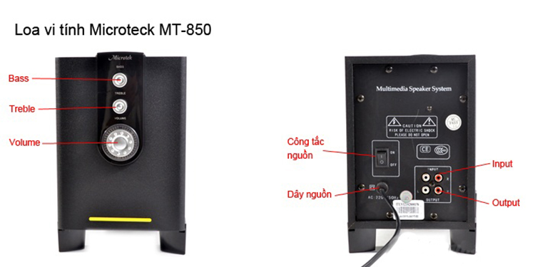 Một số nút chức năng trên loa Microtek MT 850 Một số nút chức năng trên loa Microtek MT 850